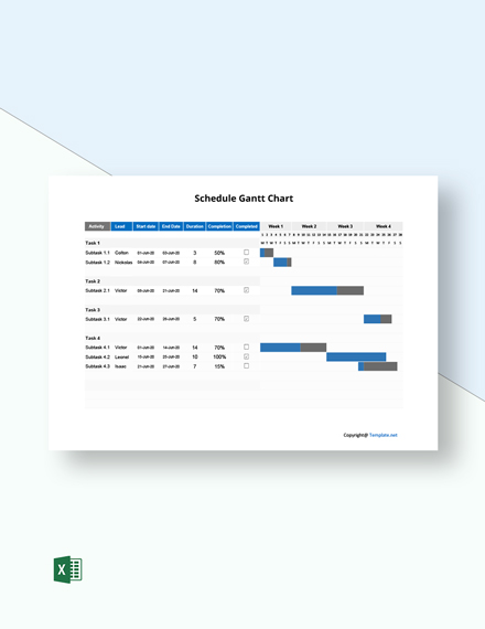 Basic Schedule Gantt Chart Template - Excel
