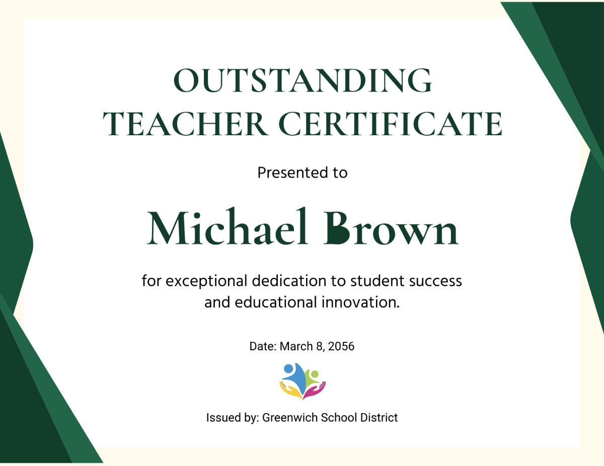 Outstanding Teacher Certificate