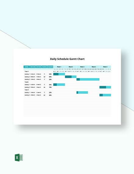 Daily Schedule Gantt Chart Template - Excel