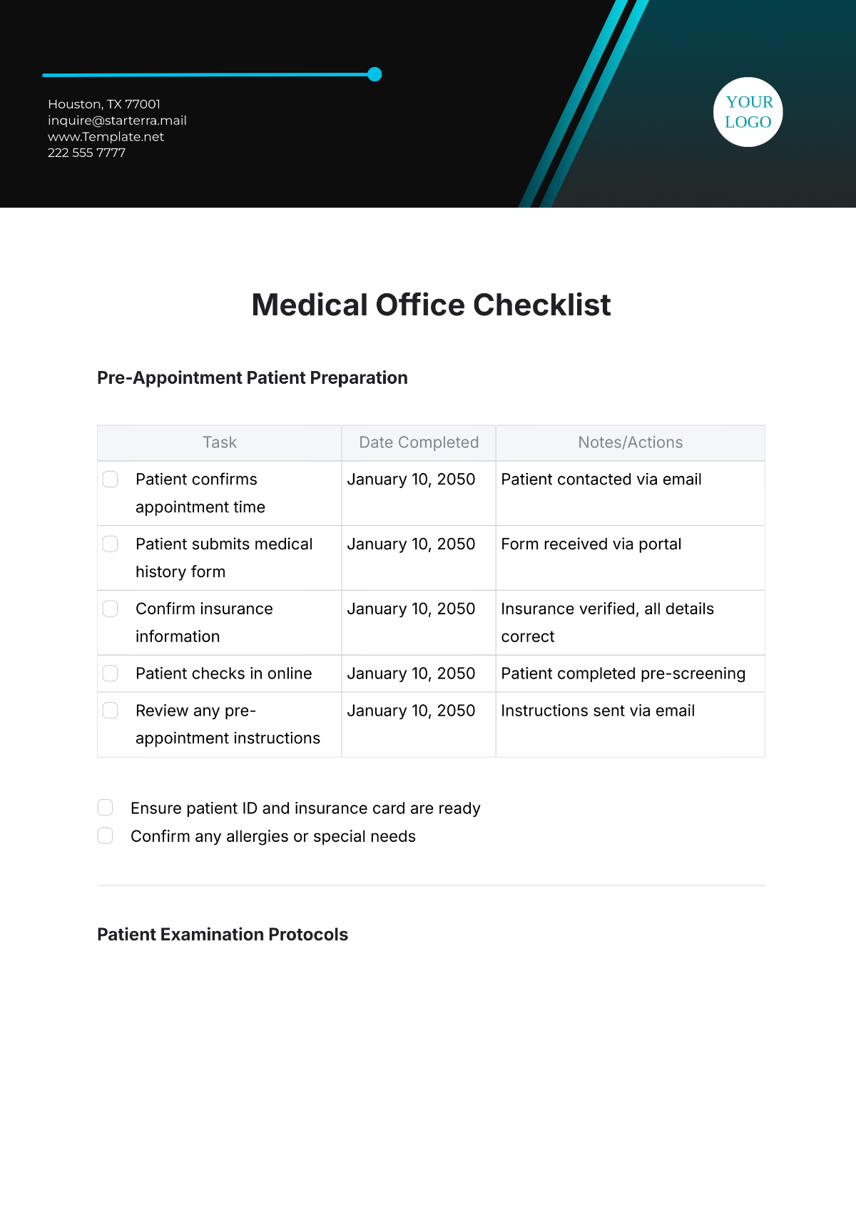 Medical Office Checklist Template - Edit Online & Download