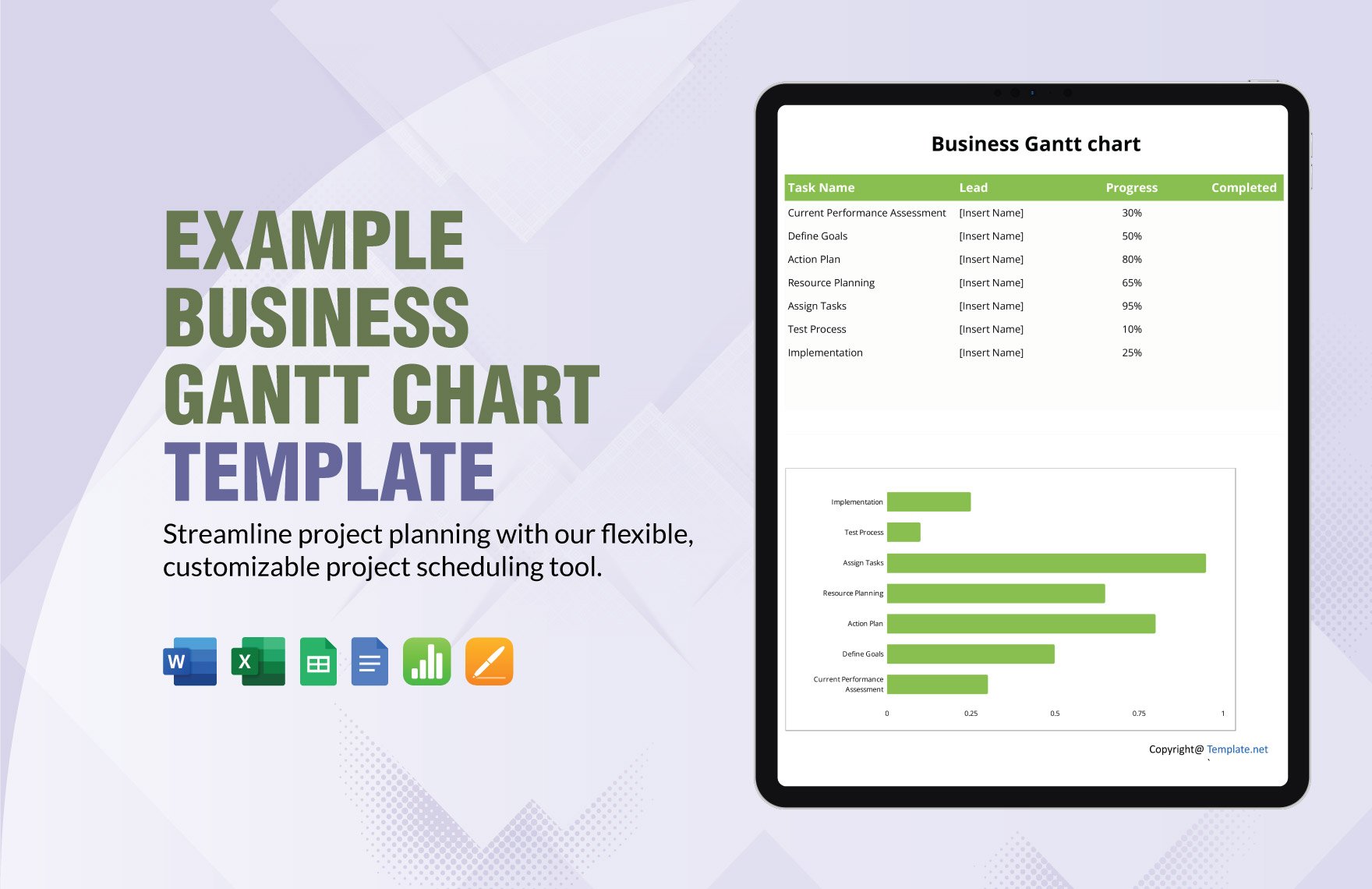 Free Example Business Gantt chart Template in Word, Google Docs, Excel, Google Sheets, Apple Pages, Apple Numbers
