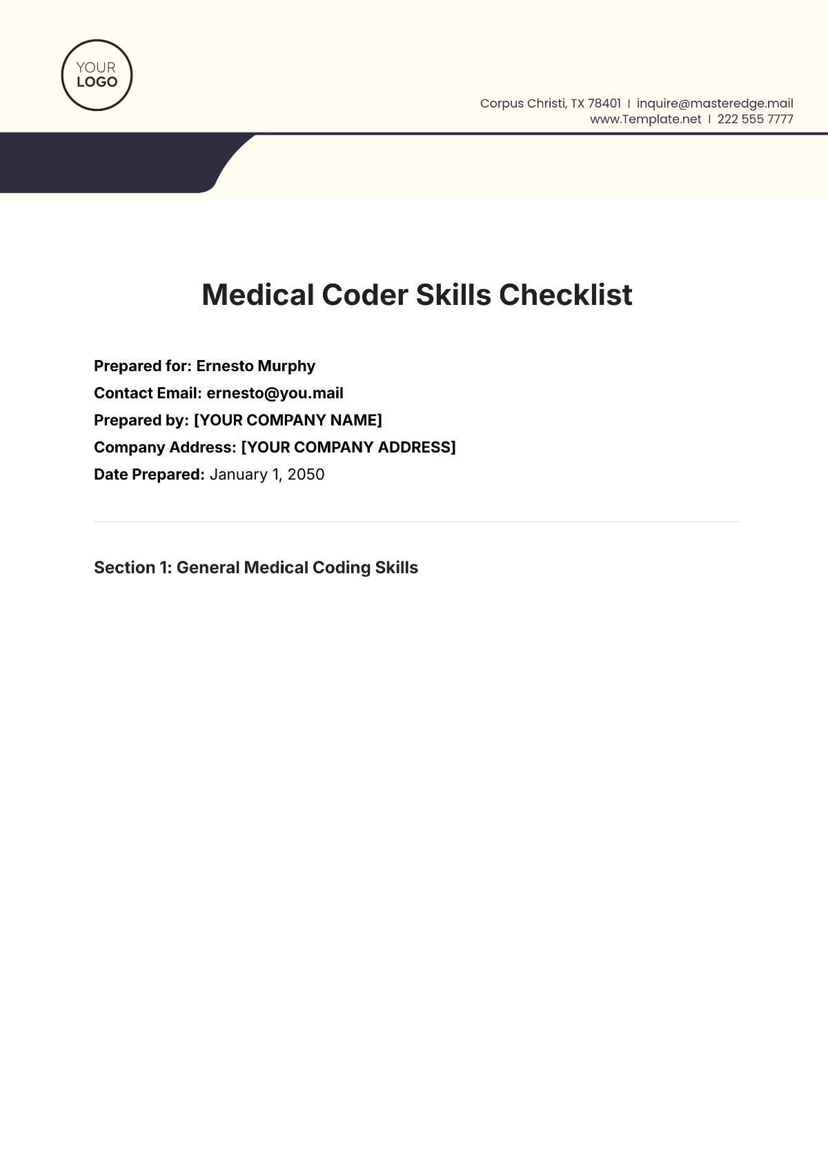 Medical Coder Skills Checklist Template - Edit Online & Download