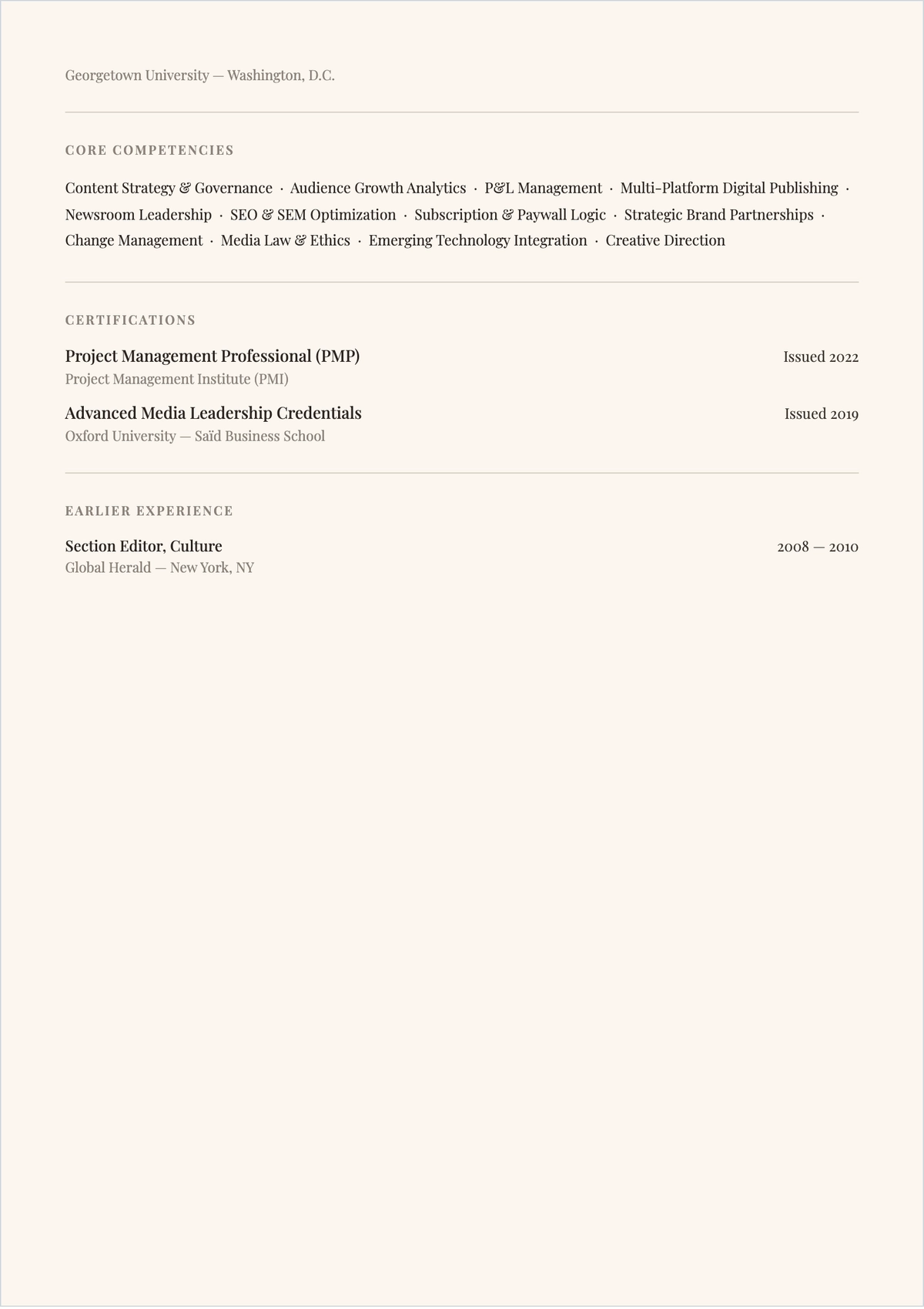 Free Editorial Director ATS Resume Template, AI Resume Builder