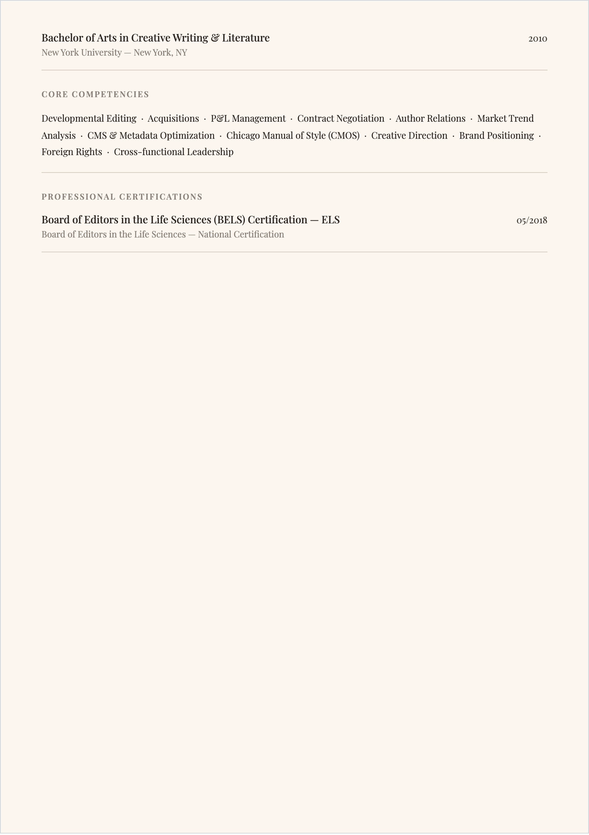 Free Publishing Editor ATS Resume Template, AI Resume Builder