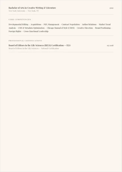 Free Publishing Editor ATS Resume Template, AI Resume Builder