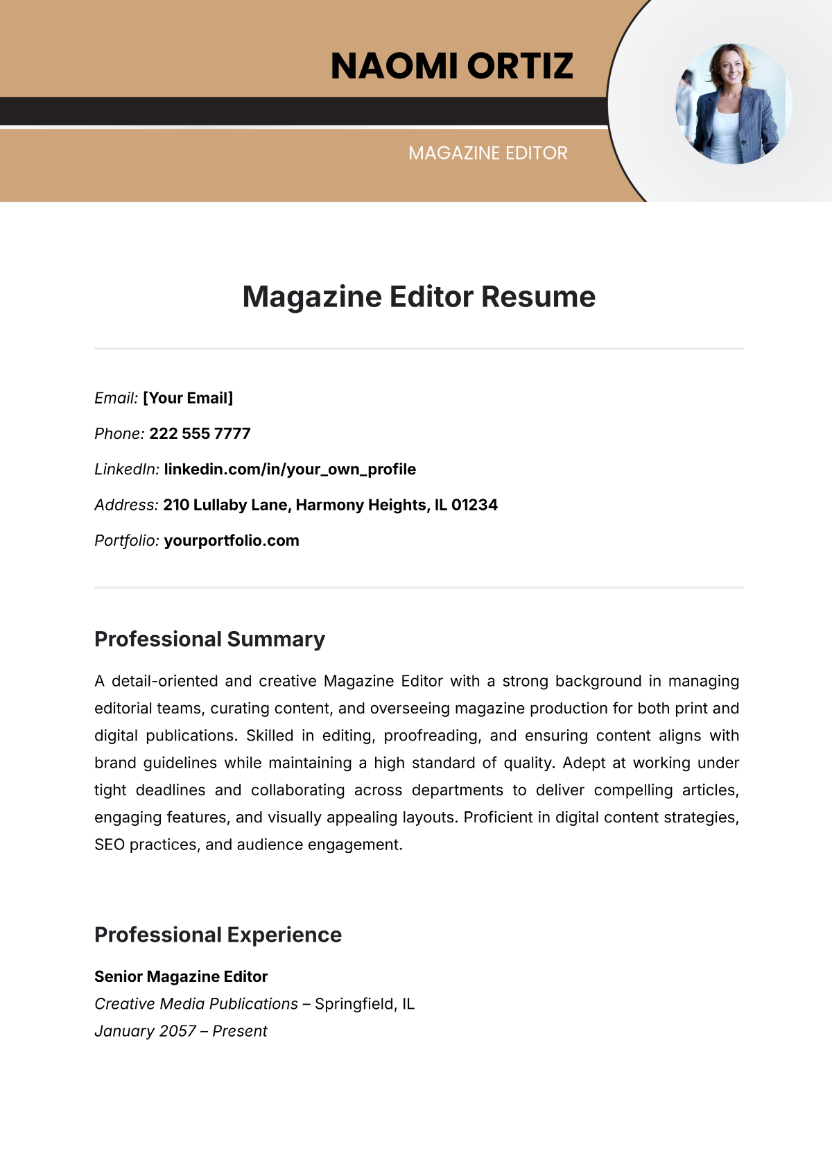 Magazine Editor Resume Template - Edit Online & Download