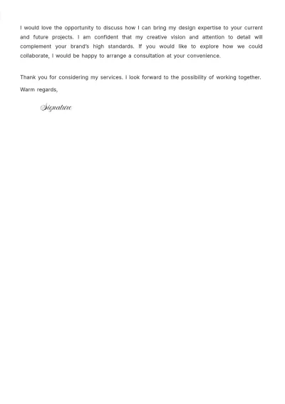 Free Aesthetic Freelance Interior Designer Letter Template to Edit Online