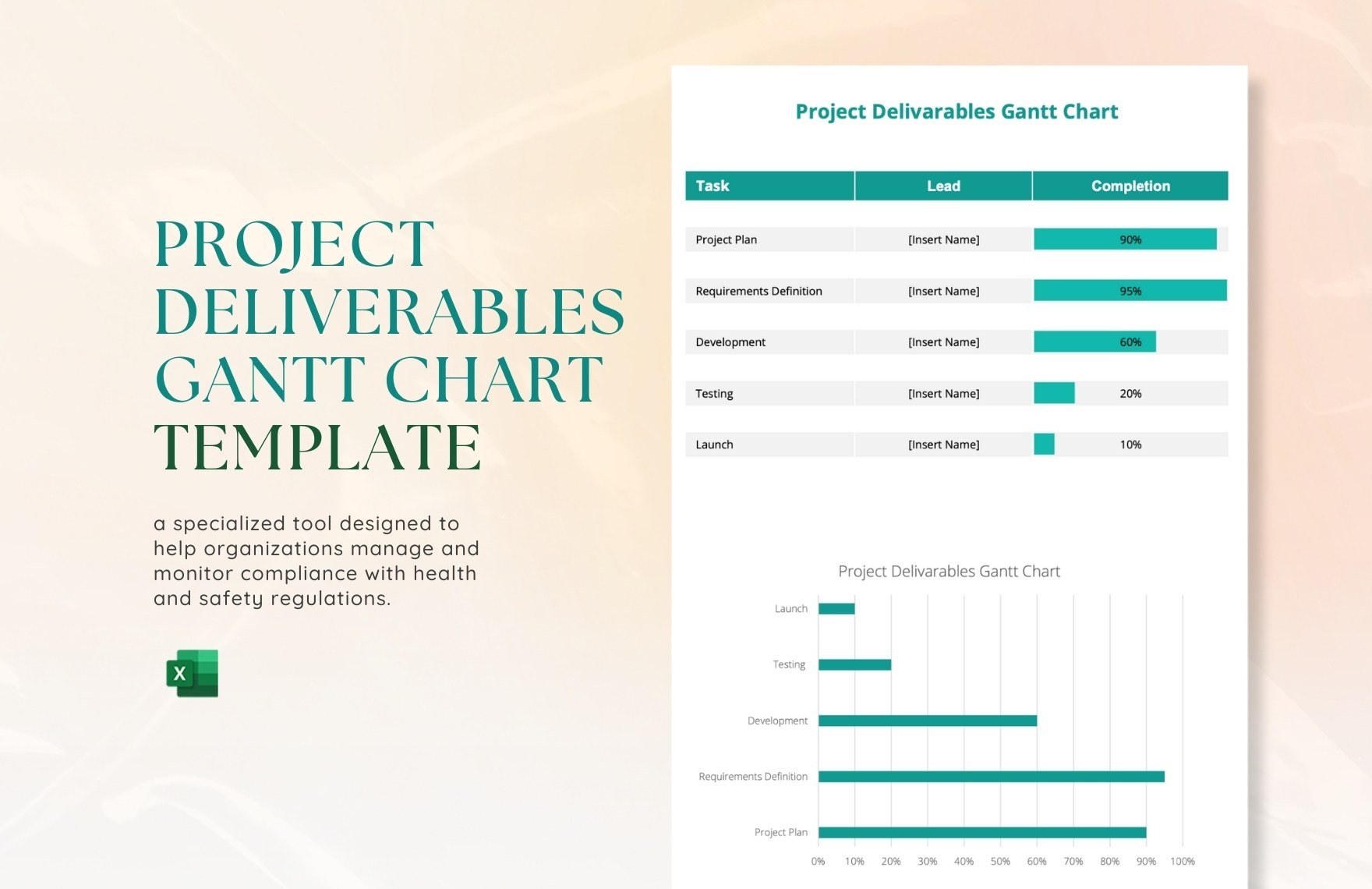 Project Delivarables Gantt Chart Template in Excel