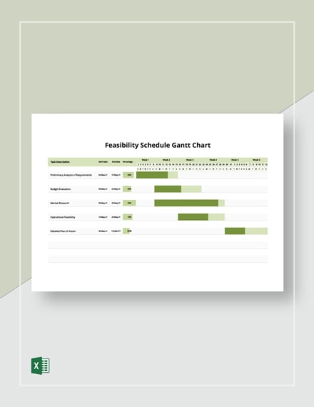 Feasibility Schedule Gantt Chart Template - Excel