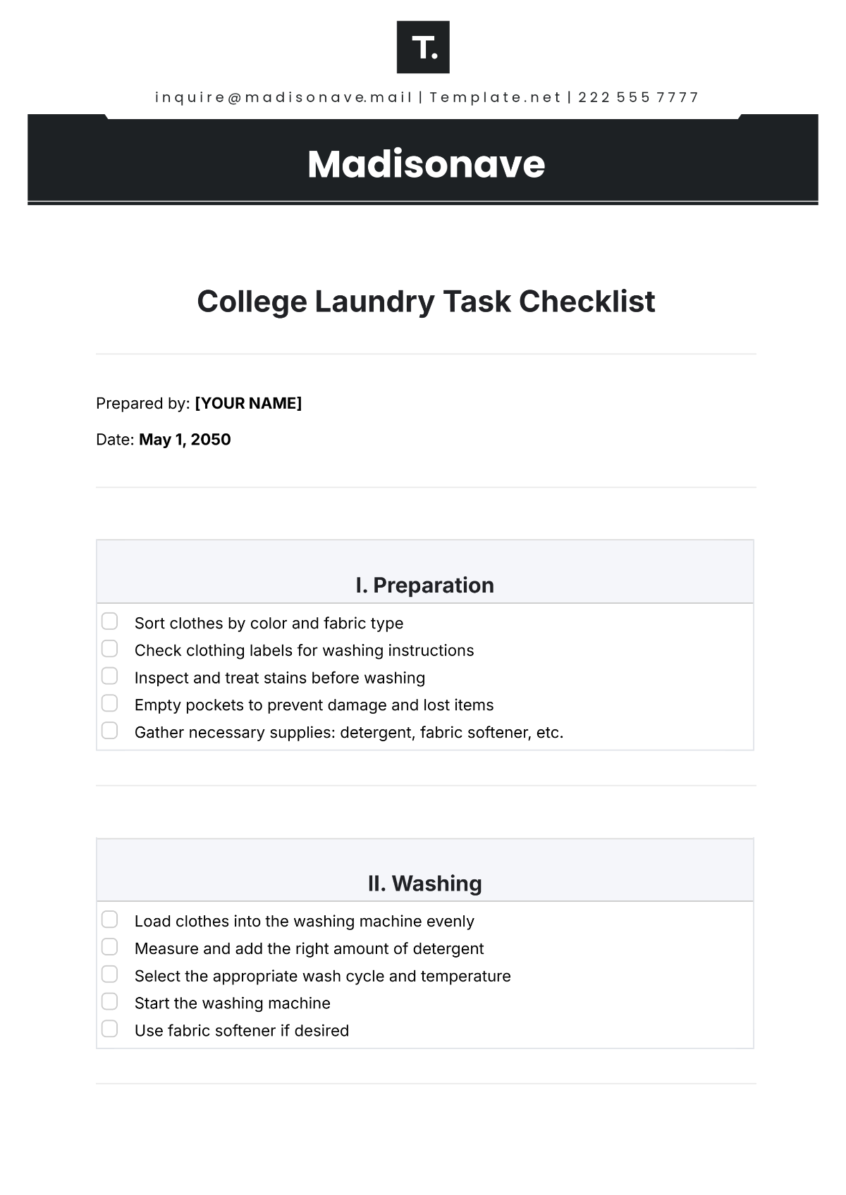 College Laundry Task Checklist in Dorm Template - Edit Online & Download