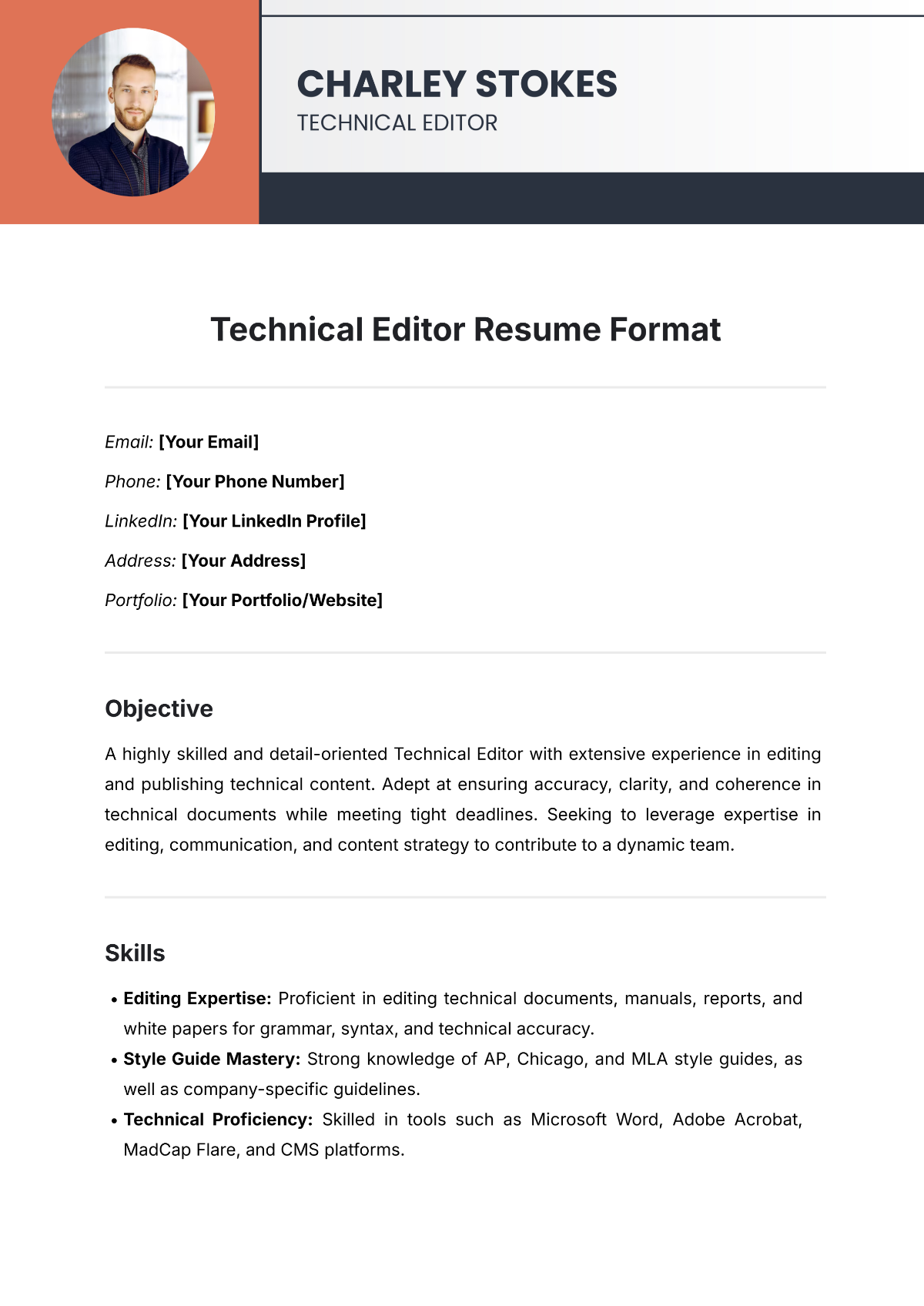 Technical Editor Resume Format Template - Edit Online & Download