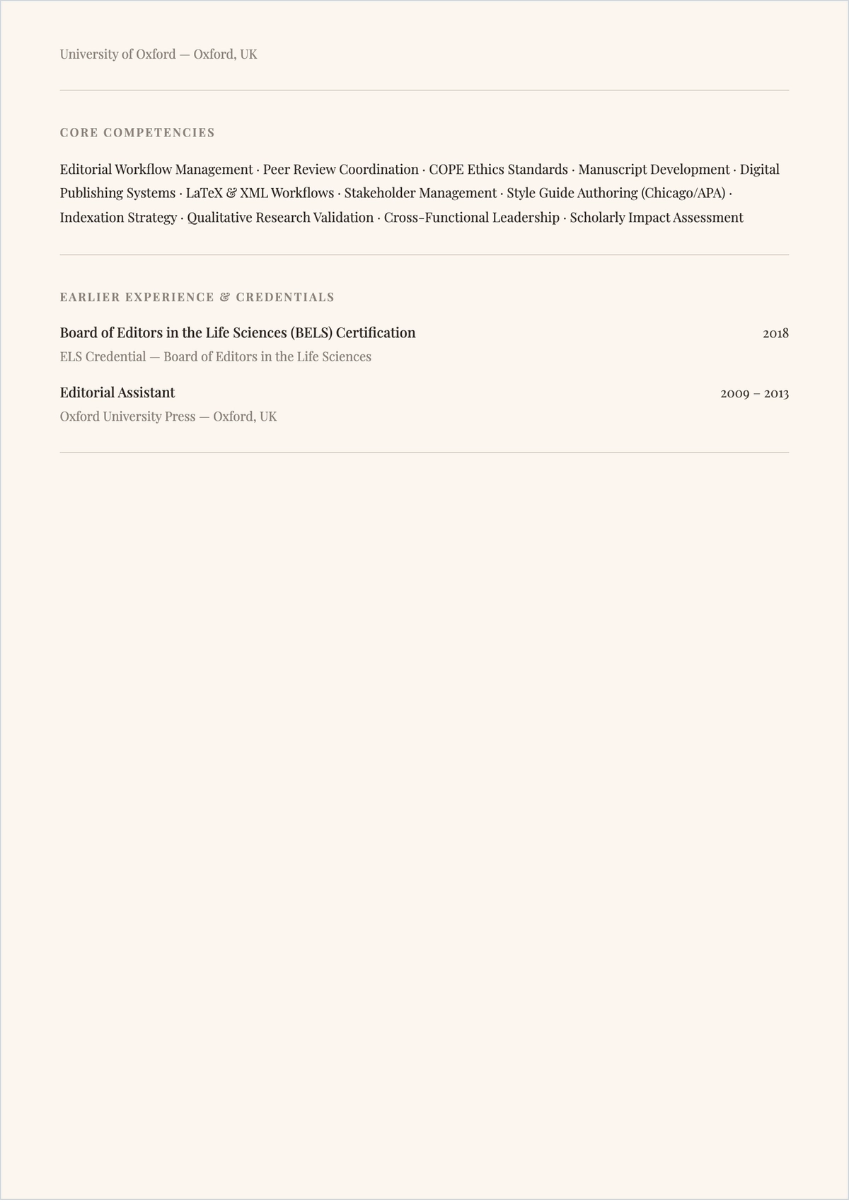 Free Academic Editor ATS Resume Template, AI Resume Builder