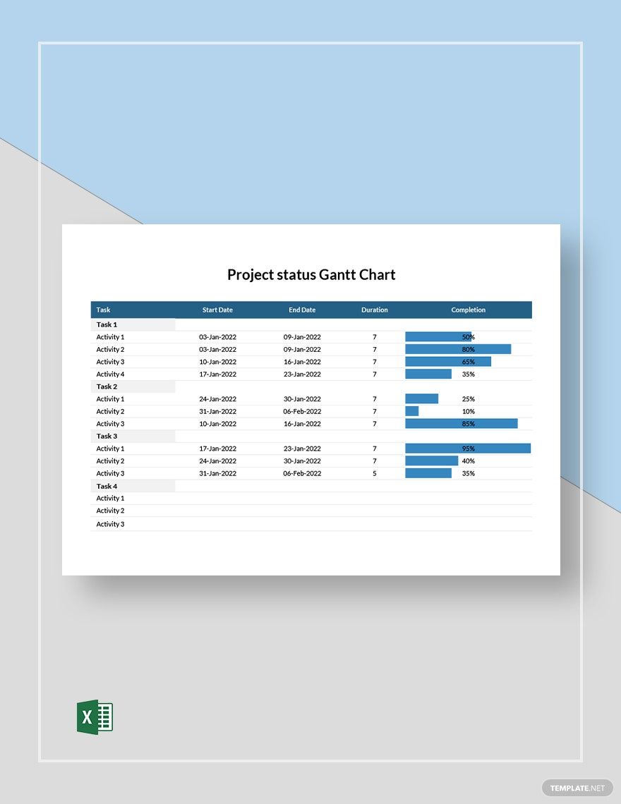 Project Status Gantt Chart Template