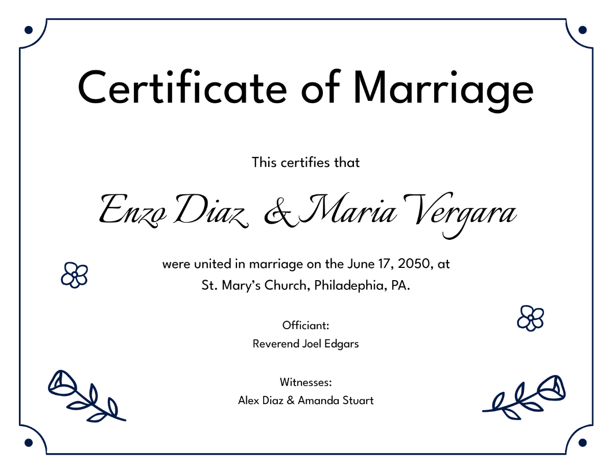 Hand-Drawn Marriage Certificate