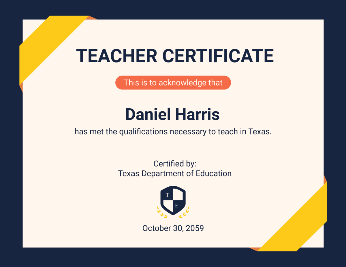 Free Sample Teacher Certificate Template - Edit Online & Download