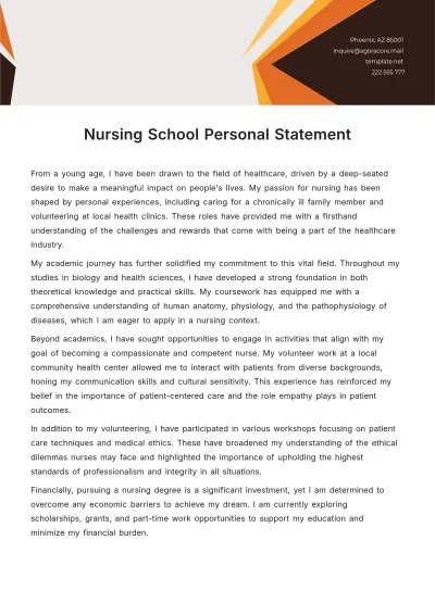 Free Nursing School Personal Statement Template to Edit Online