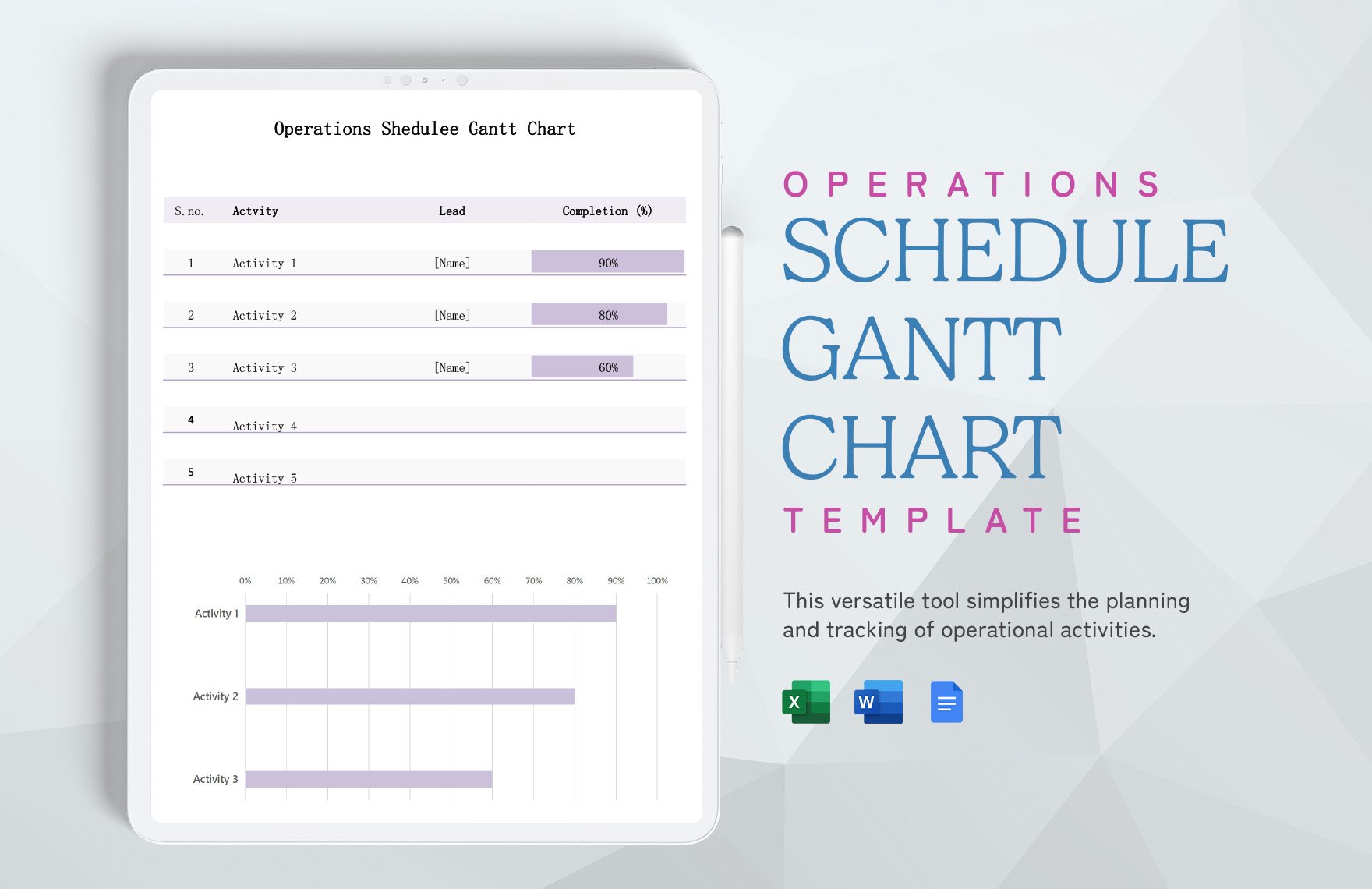 Operations Schedule Gantt Chart Template in Word, Google Docs, Excel
