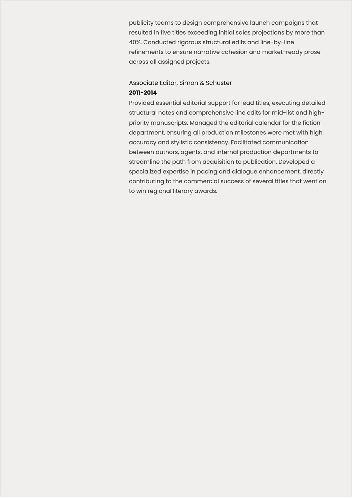 Free Book Editor ATS Resume Template, AI Resume Builder