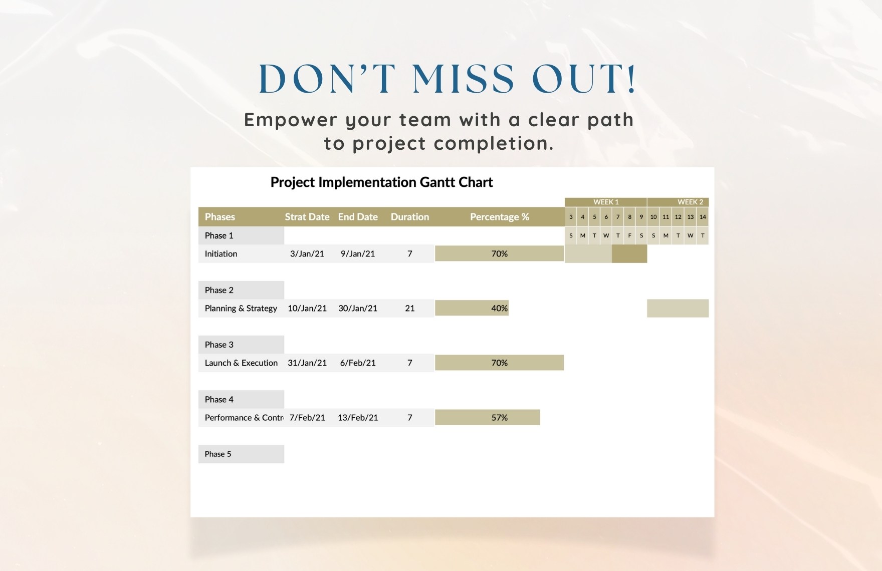Project Implementation Gantt Chart Template