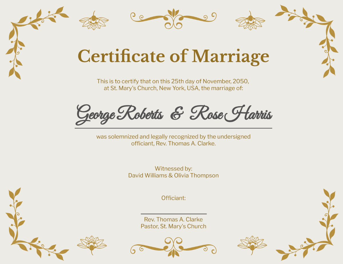 Free Professional Marriage Certificate Template - Edit Online & Download