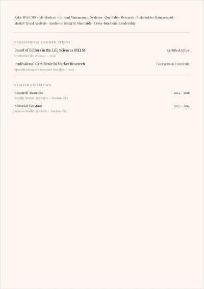 Free Research Editor ATS Resume Template, AI Resume Builder