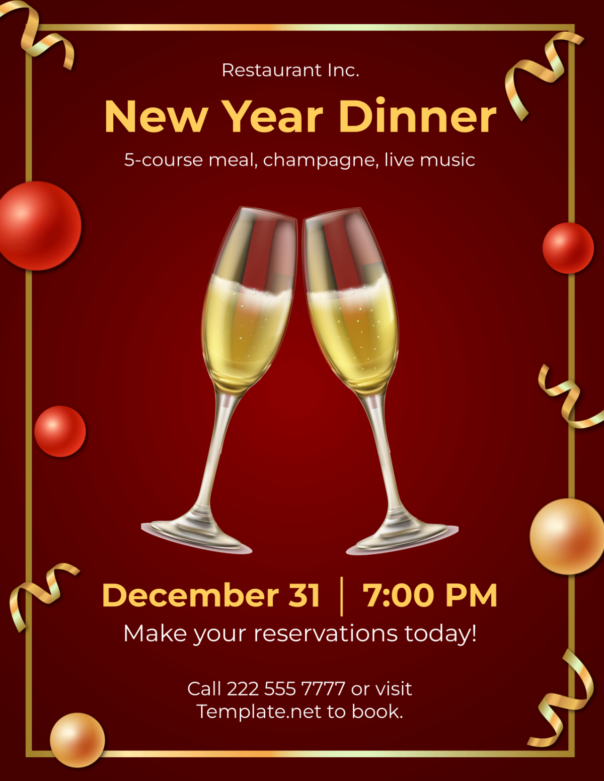 Red and Gold New Year Flyer Design