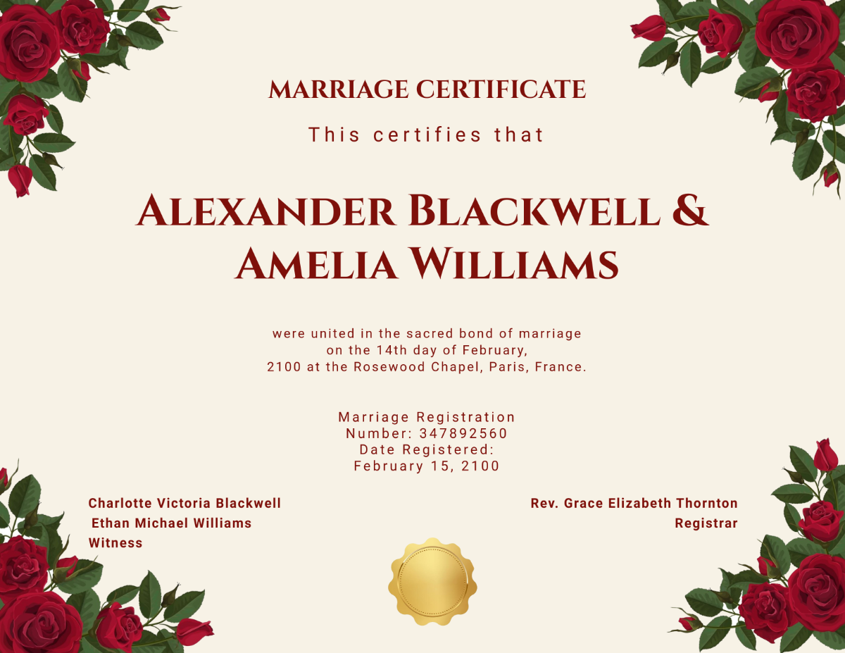 Free Romantic Marriage Certificate Template - Edit Online & Download