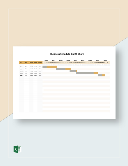 Business Schedule Gantt Chart Template - Excel