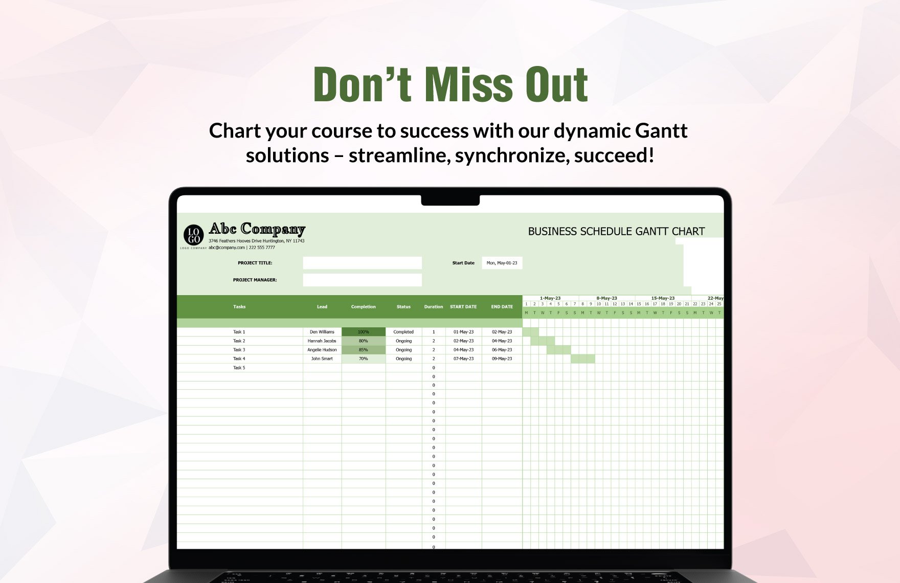 Business Schedule Gantt Chart Template