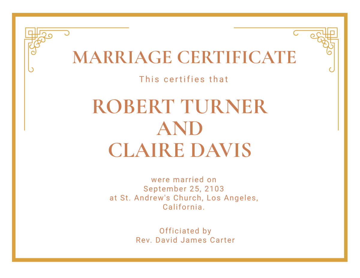 Free Minimalist Marriage Certificate Template - Edit Online & Download