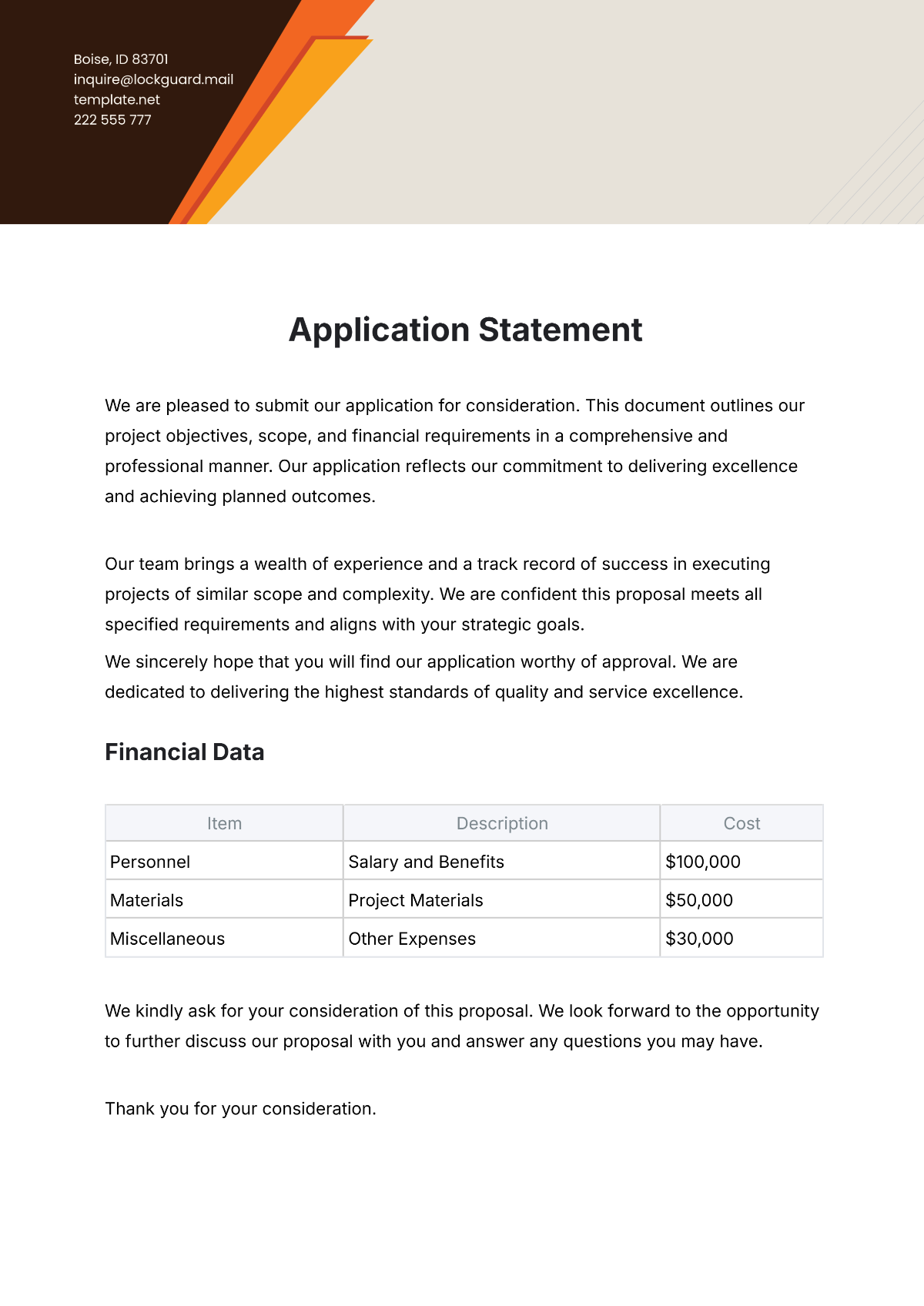 Application Statement Template - Edit Online & Download