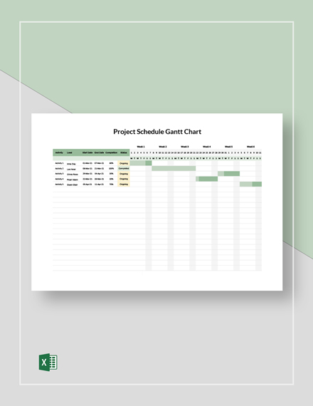 Project Schedule Gantt Chart Template - Excel