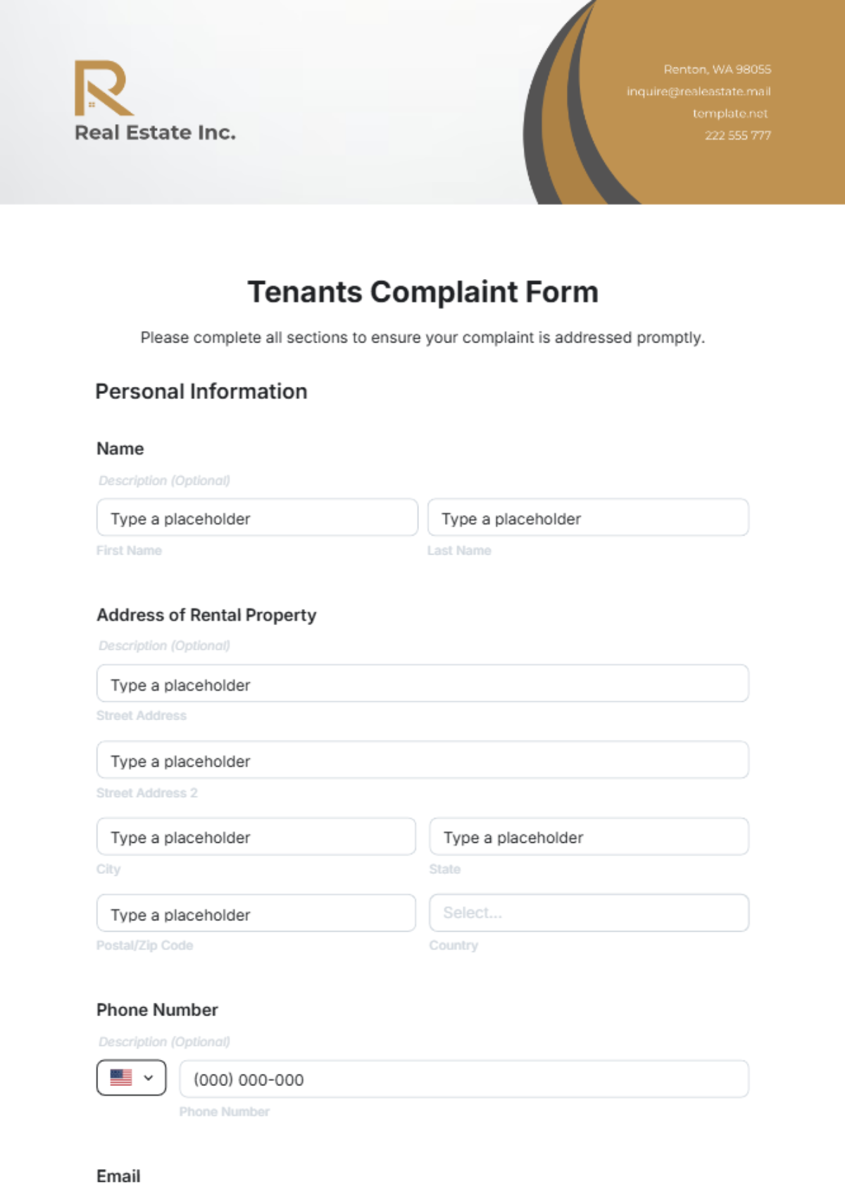 Tenants Complaint Form Template - Edit Online & Download