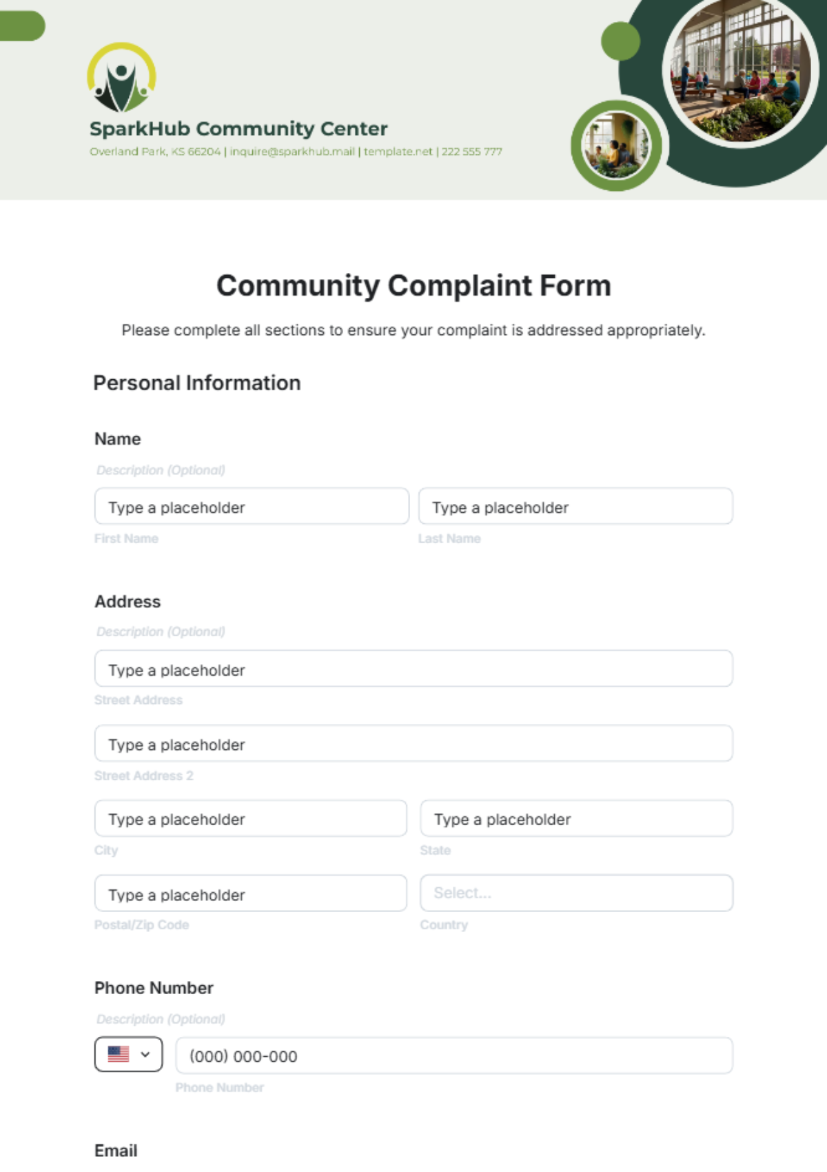 Community Complaint Form Template - Edit Online & Download