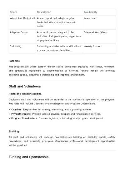 Free Aesthetic Disability Sports Program Proposal Template to Edit Online
