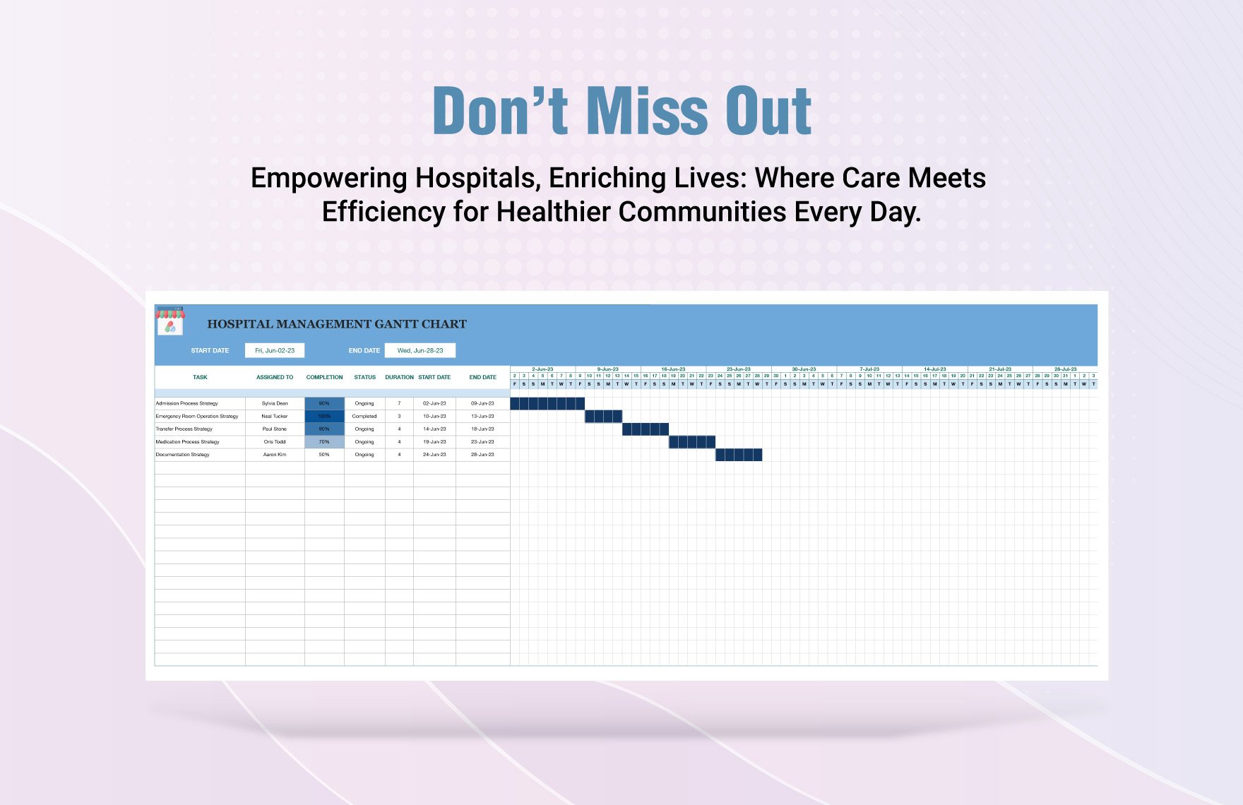 Hospital Management Gantt Chart Template
