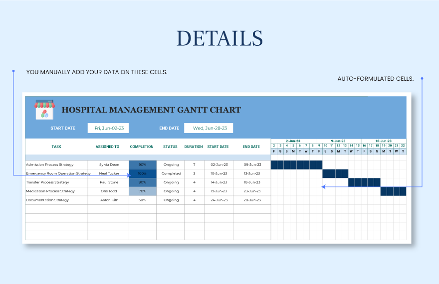 Hospital Management Gantt Chart 