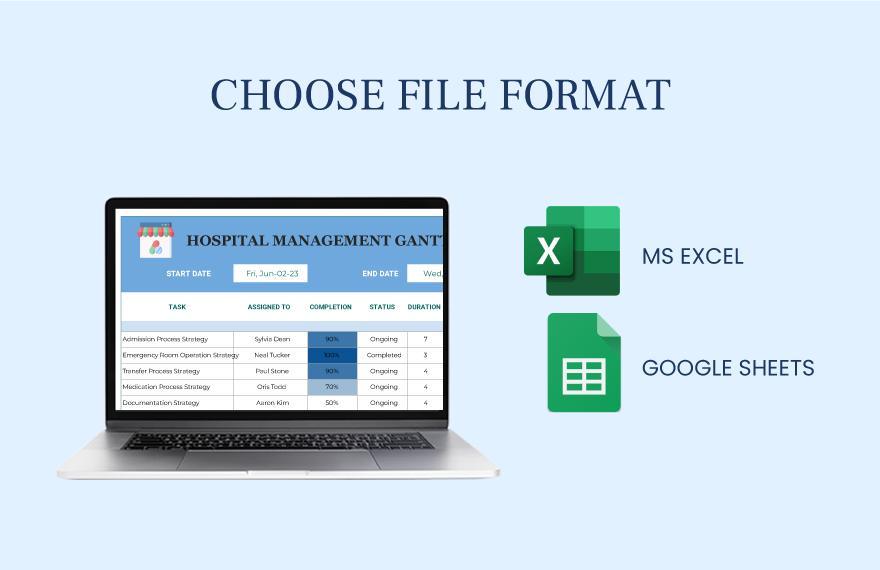 Hospital Management Gantt Chart 