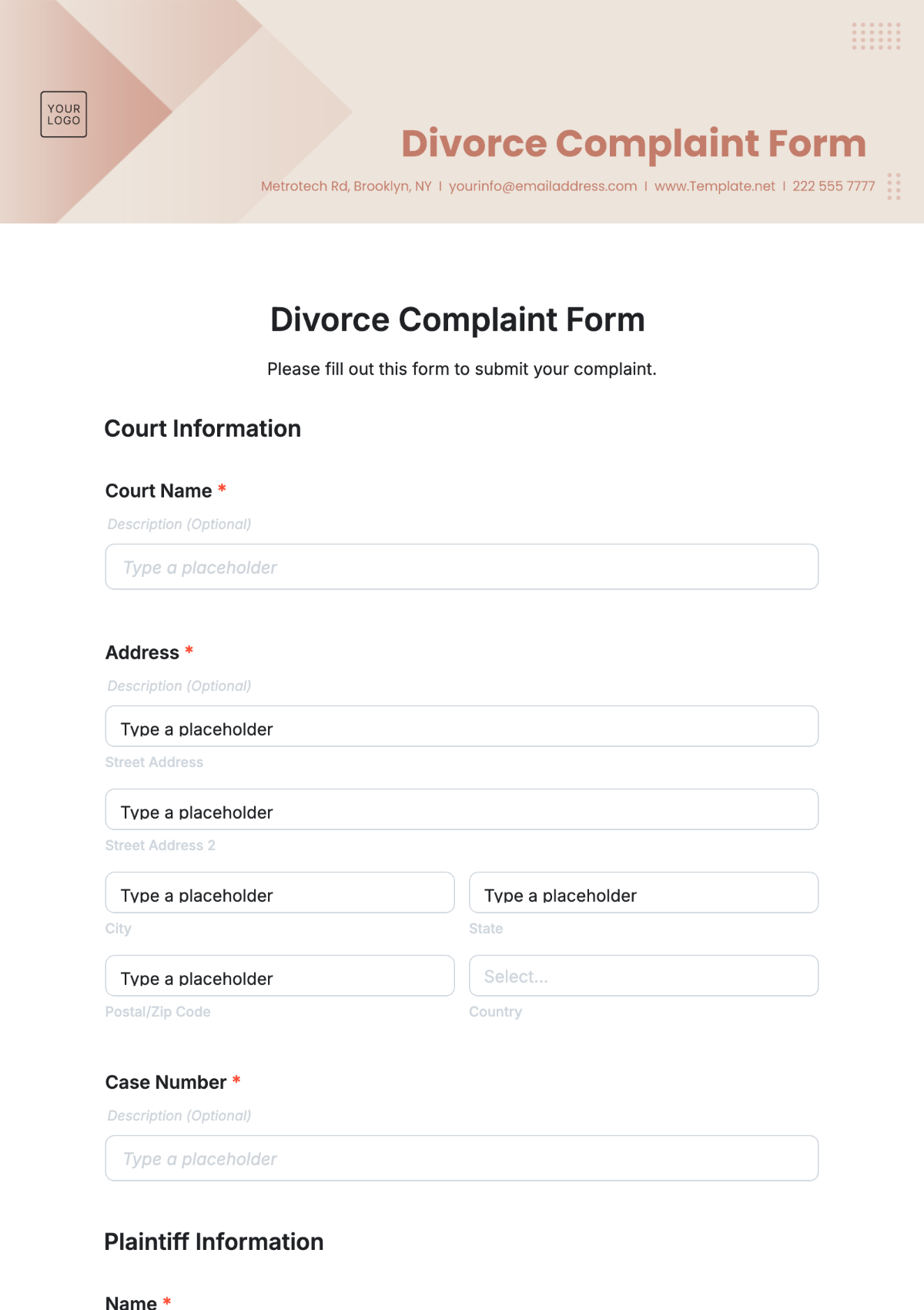 Divorce Complaint Form Template - Edit Online & Download