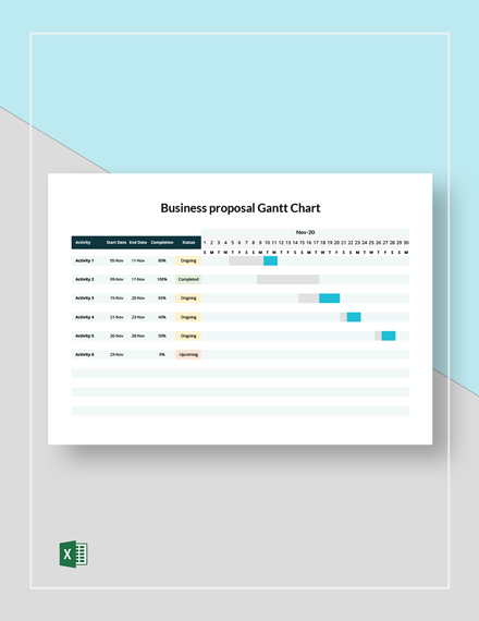 Qualitative Research Proposal Gantt Chart Template - Excel