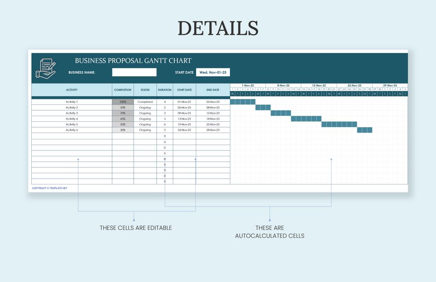 Business proposal Gantt Chart 