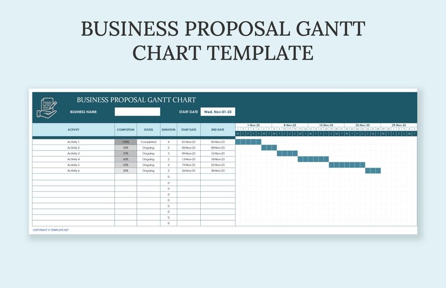 Business proposal Gantt Chart Template