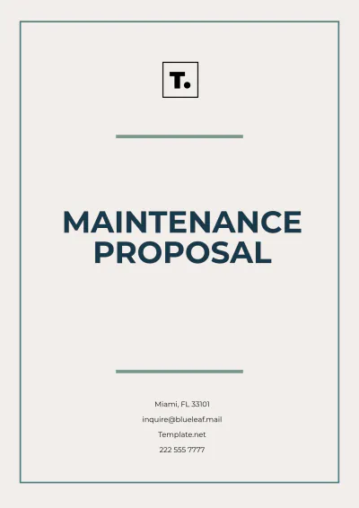Free Maintenance Proposal Template to Edit Online