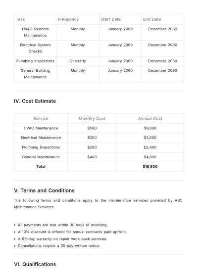 Free Maintenance Proposal Template to Edit Online