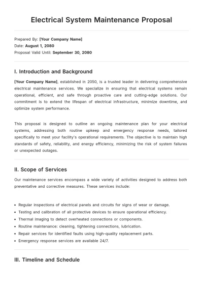 Free Electrical System Maintenance Proposal Template to Edit Online
