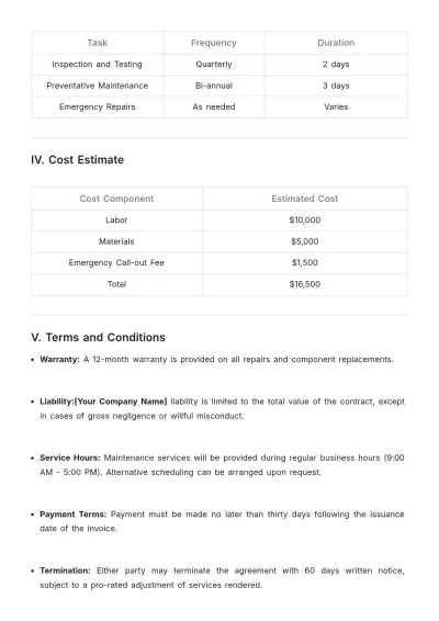 Free Electrical System Maintenance Proposal Template to Edit Online