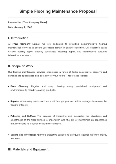 Free Simple Flooring Maintenance Proposal Template to Edit Online