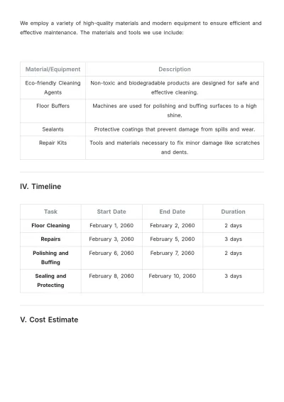 Free Simple Flooring Maintenance Proposal Template to Edit Online