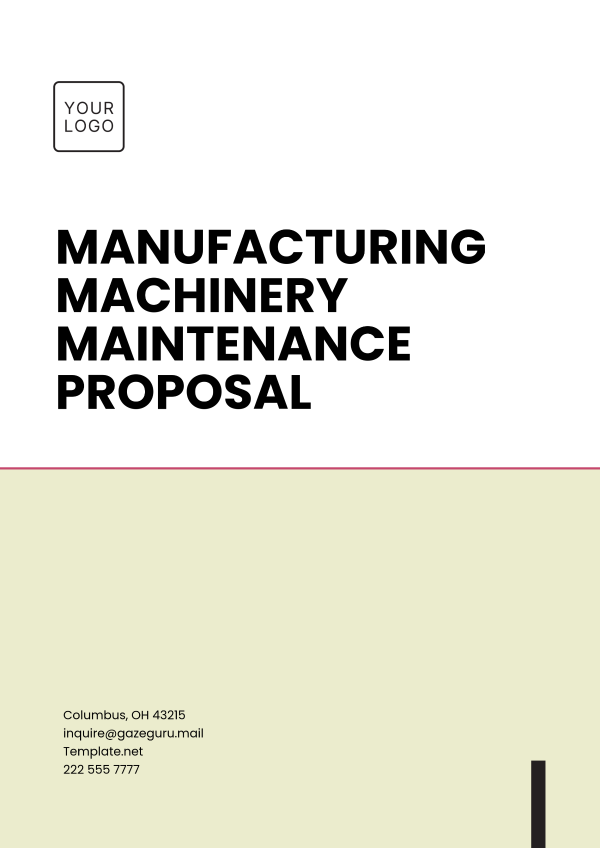 Manufacturing Machinery Maintenance Proposal Template - Edit Online & Download