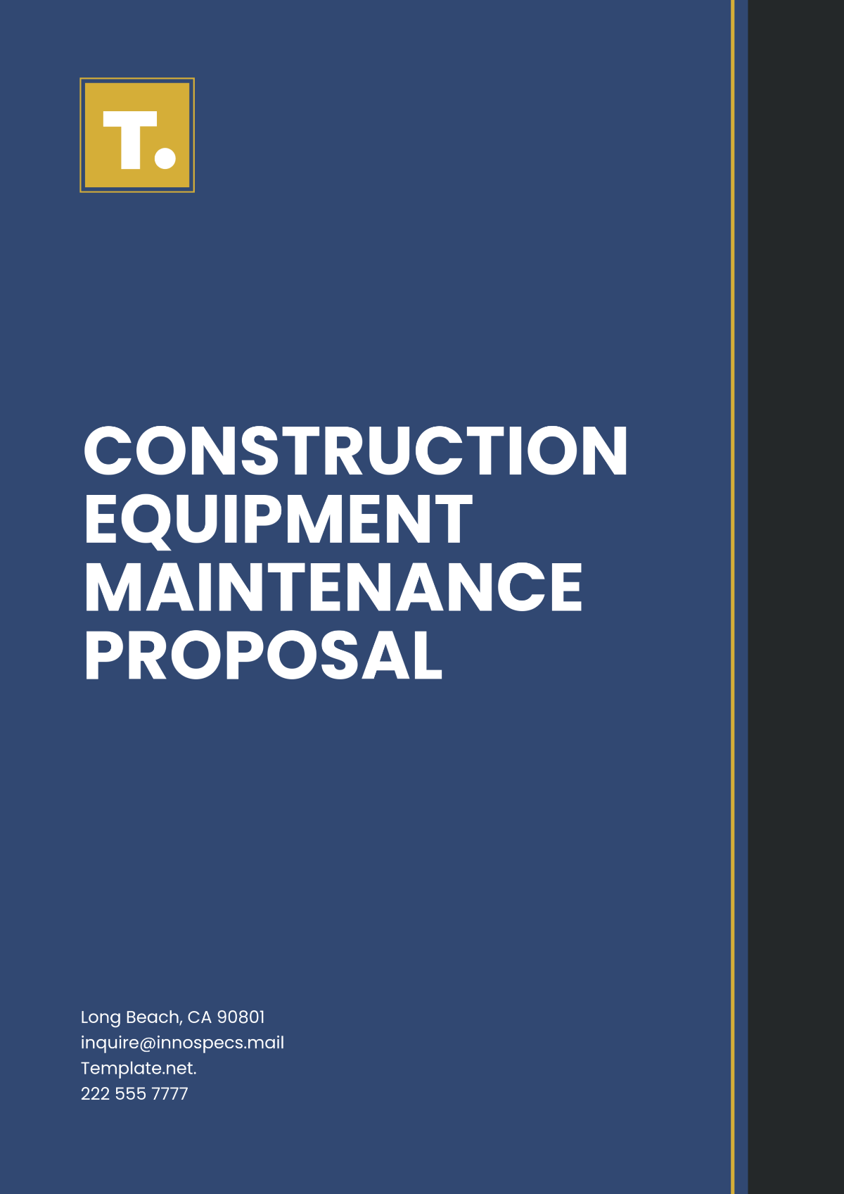 Construction Equipment Maintenance Proposal Template - Edit Online & Download